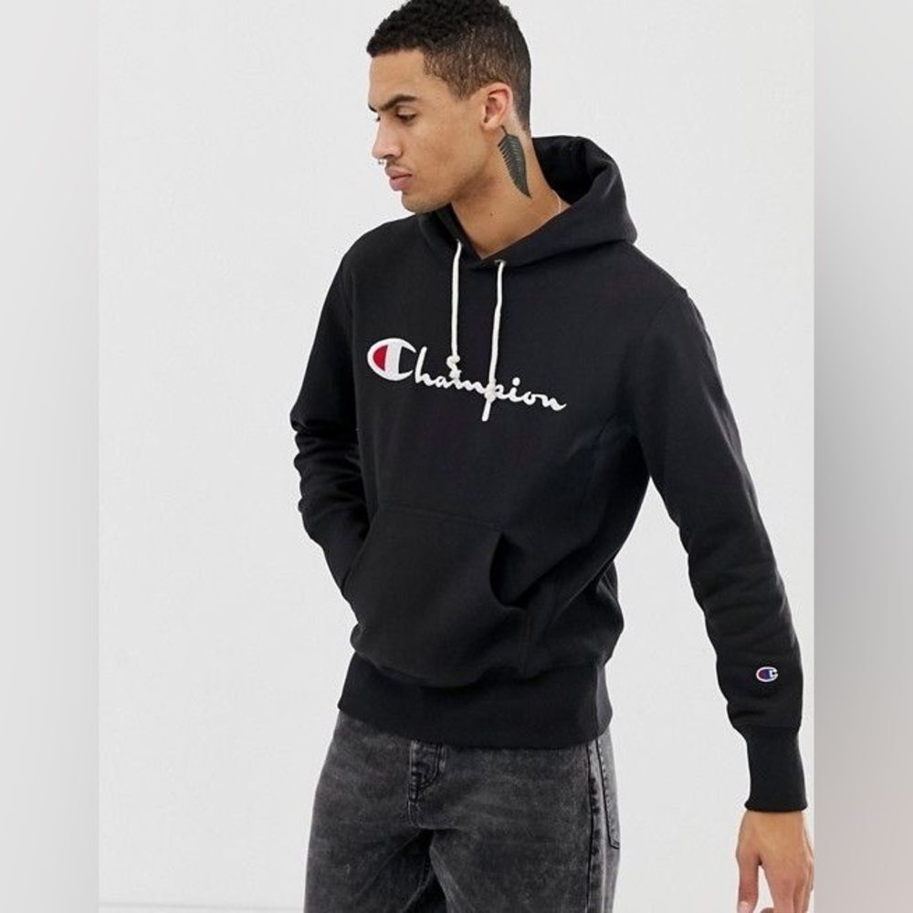 Champion Black Logo Hoodie